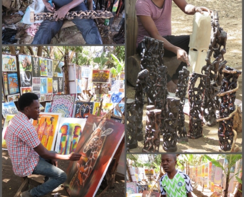 wood carvers and painters at Mto Wa Mbu